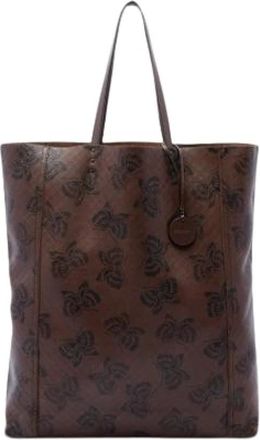 Bottega Veneta Pre-owned Embossed Leather Tote Bag - Dames - Vintage Shopper - Bruin - ONE Size - Leer - Vintage