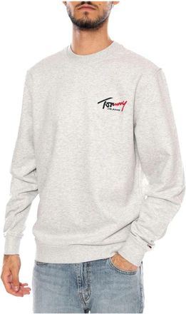 Tommy Hilfiger TJM Reg Entry Sign Cnck Ext - Heren - Sweatshirts - Grijs - S - Katoen - Hoodies & sweatvesten