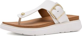 FitFlop Gen-FF Buckle Leather Toe-Post Sandals Womens Wedge Shoes Urban White : 10 M (B)