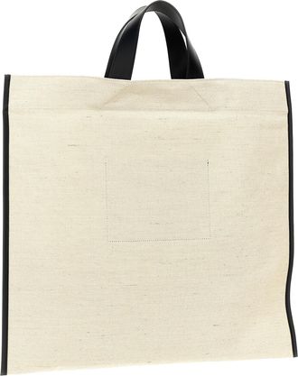 Jil Sander Canvas with Leather Trim Tote Bag - Beige
