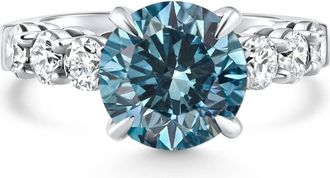 Pompeii3 4.50Ct Blue Diamond Engagement Ring 14k White Gold Lab Grown