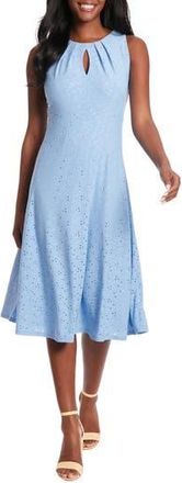 London Times Sleeveless Eyelet Dress in Vista Blue at Nordstrom Rack, Size 14