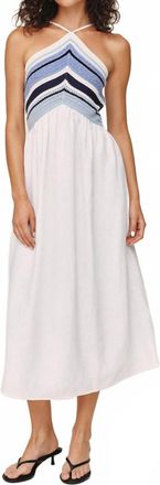Bella Dahl Crochet Mixed Midi Dress In Ocean Blue