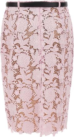 Self Portrait Womens Midi Skirt Pink Lace