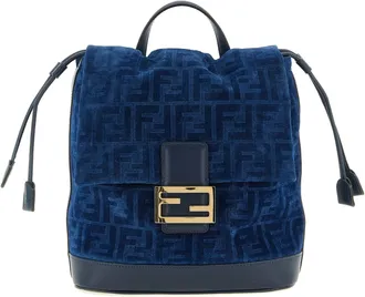 Fendi Blue Cotton Womens Backpack