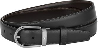Montblanc Horseshoe Buckle Reversible Leather Belt in Black at Nordstrom