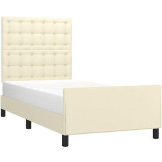 vidaXL Estructura De Cama Sin Colch&oacute;n Cuero Sint&eacute;tico Crema 90x190 Cm Vidaxl