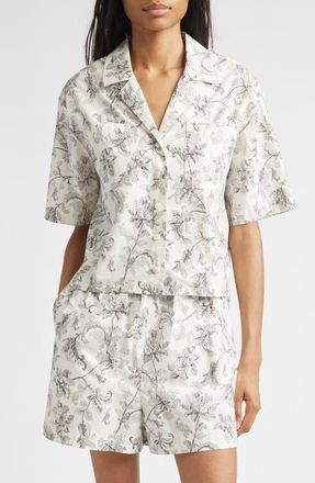 Golden Goose Journey Boxy Button-Up Shirt in Dusty White/Black at Nordstrom, Size X-Small