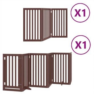 vidaXL Puerta De Perros Plegable 9 Paneles Madera &Aacute;lamo Marr&oacute;n 450 Cm Vidaxl