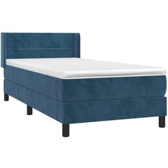 vidaXL Cama Box Spring Con Colch&oacute;n Terciopelo Azul Oscuro 80x200 Cm Vidaxl
