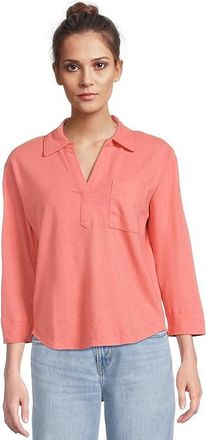 L.L.Bean Cotton Linen T-Shirts Splitneck Womens Clothing Dark Salmon : XL, Cotton/Linen