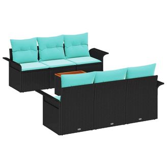 vidaXL Conjunto De Sof&aacute;s De Jard&iacute;n 7 Pcs Negro Rat&aacute;n Sint&eacute;tico Vidaxl