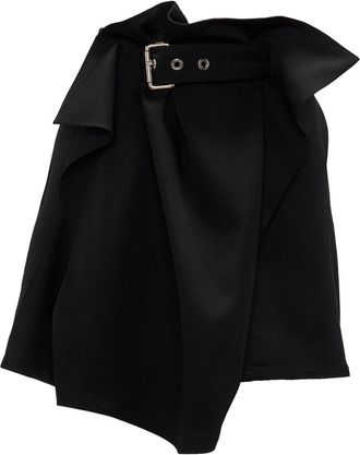 J.W.Anderson asymmetric draped wool mini skirt - women - Wool - 10 - Black