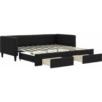 vidaXL Sof&aacute; Cama Nido Con Cajones Tela Negro 90x190 Cm Vidaxl