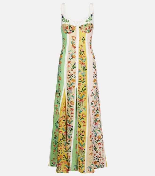 Floral linen-blend maxi dress