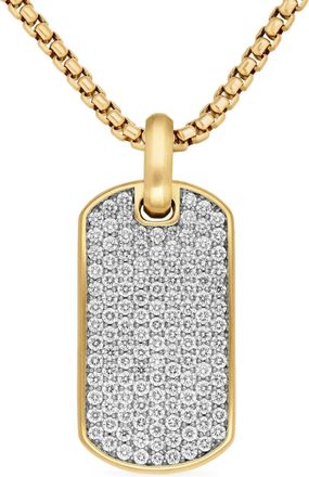 David Yurman 18kt yellow gold Chevron diamond tag (35mm)