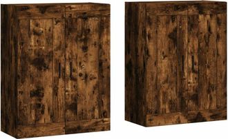 vidaXL Vidaxl - Armarios de pared 2 uds madera de ingeniería roble ahumado