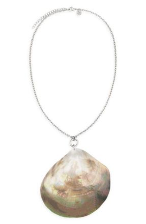 Petit Moments Abalone Shell Pendant Necklace in Silver at Nordstrom