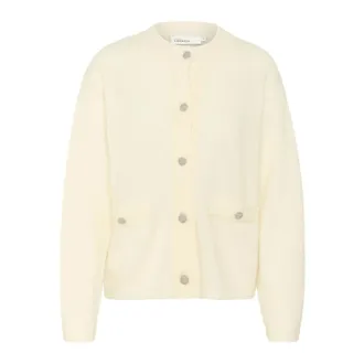Karen by Simonsen Zachte Gebreide Vest met Knoopsluiting - Dames - Truien - Beige - Maat: S