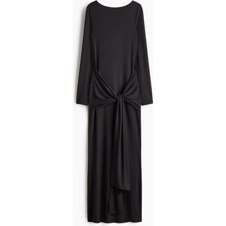 H&M Tie-detail Jersey Dress in Black at Nordstrom, Size Xx-Large