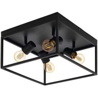 Eglo Plafoniera Moderna Silentina Acciaio Nero 4 Luci E27