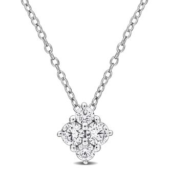 Mimi & Max Created Forever 1/2ct TW Lab-Grown Diamond Cluster Necklace Sterling Silver