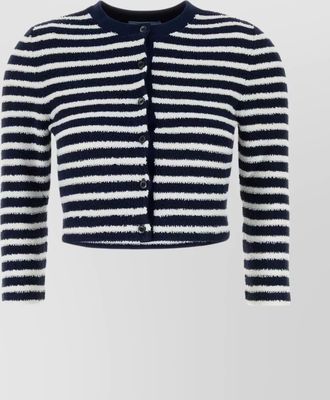 Prada crew neck striped boucle cardigan