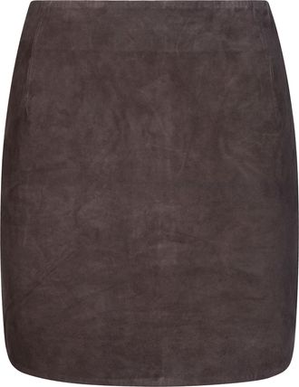 Rotate Deep Brown Suede Streamlined Mini Skirt