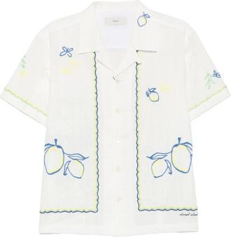 Dunst Shirts, female, White, Size: XS Lemon-Embroidered Shirt
