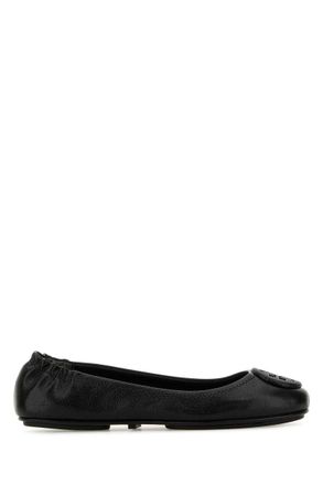 Tory Burch Minnie Travel Black Leather Ballet Flats