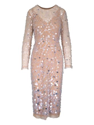 Carolina Herrera Abito midi con paillettes - Toni neutri