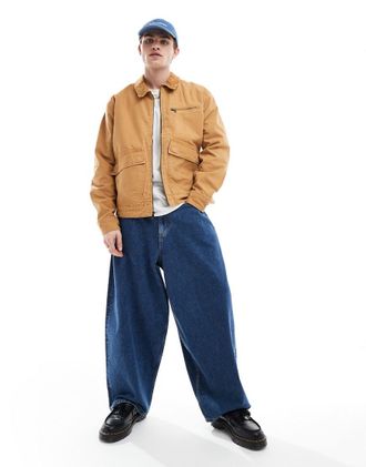 Timberland Giacca in tela color grano slavato con zip-Marrone