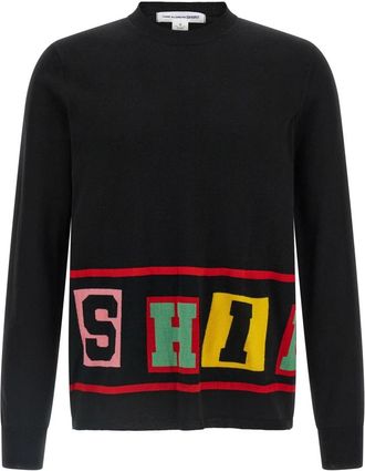 Comme Des Gar&ccedil;ons Intarsia Sweater - Heren - Ronde hals truien - Zwart - L - Wol - Truien & Vesten