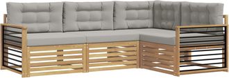 vidaXL Conjunto De Sof&aacute;s De Exterior 5 Uds. Blanco Y Gris Claro Vidaxl
