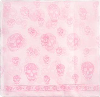 Alexander McQueen Accessoires, Dames, Roze, ONE Size, Chiffon, Klassieke Schedel Sjaal