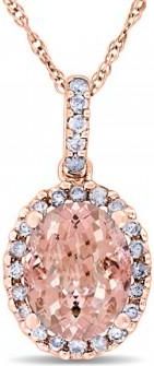 Allurez Morganite & Halo Diamond Pendant Necklace in 14k Rose Gold 2.84ct