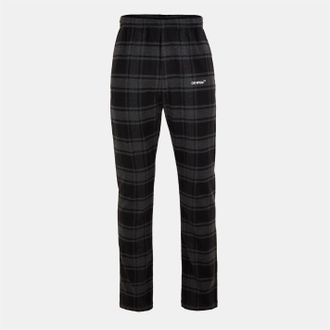 Off-white Mens Off White Plaid Patterned Straight Trousers in Grey/White - Size X-Small