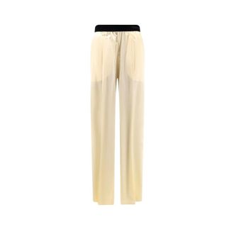 Tom Ford Straight Trousers, female, Beige, XS, Stretch Silk Satin PJ Trousers