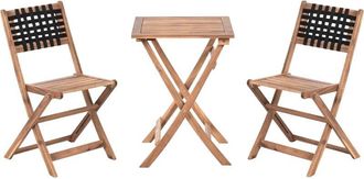 Beliani Beliani - Outdoor Patio Garden Furniture Bistro Set Acacia Wood Folding Brown and Black Coniolo