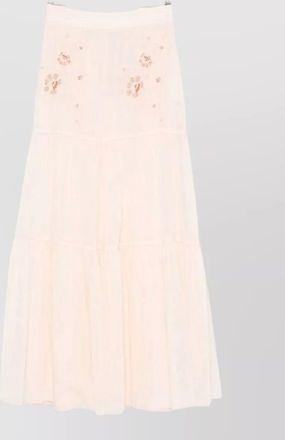 Ermanno Scervino long cotton skirt embroidered lightweight sheer tiers