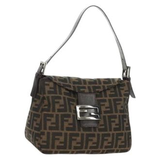 Fendi Pre-owned Shoulder Bags, female, Brown, Size: ONE SIZE Pre-owned Zucca Canvas Shoulder Bag