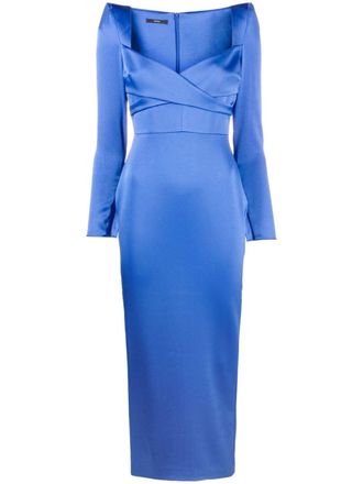 Alex Perry Linden satijnen midi-jurk - Blauw