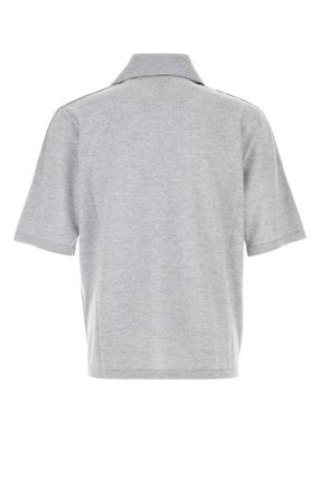 Bottega Veneta Mens Grey Wool Polo Shirt Greymelange Exterior