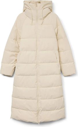 Vero Moda Womens Elanor Laurie Long Padded Coat in Oatmeal - Beige - Size 12 UK