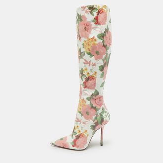 VETEMENTS Multicolor Floral Print Paper Mache Knee Length Boots
