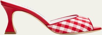 Manolo Blahnik 70mm Jadara Gingham Mules