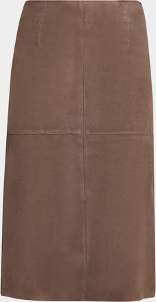 Max Mara Straight Suede Midi Skirt