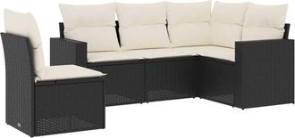 vidaXL Vidaxl - Set De Muebles De Jard&iacute;n 5 Pzas Y Cojines Rat&aacute;n Sint&eacute;tico Negro