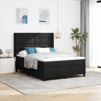 vidaXL Vidaxl - Letto A Molle Con Materasso Nero 140 X 200 Cm Tessuto