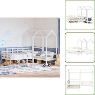 vidaXL The Living Store Set Dormeuse e Panca con Tetto Bianco 80x200cm Massello Pino - Divano letto